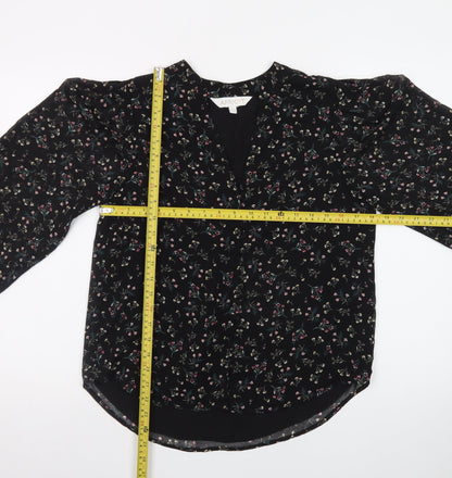 Apricot Womens Black Floral Long Sleeve Tunic Blouse Size 8