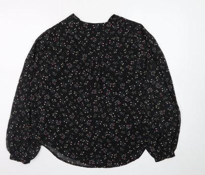 Apricot Womens Black Floral Long Sleeve Tunic Blouse Size 8