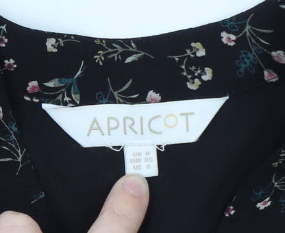 Apricot Womens Black Floral Long Sleeve Tunic Blouse Size 8