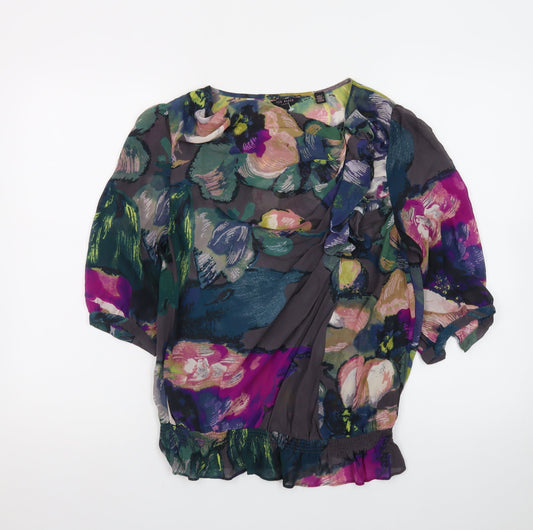Ted Baker Women’s Multicoloured Silk Floral Wrap Blouse M