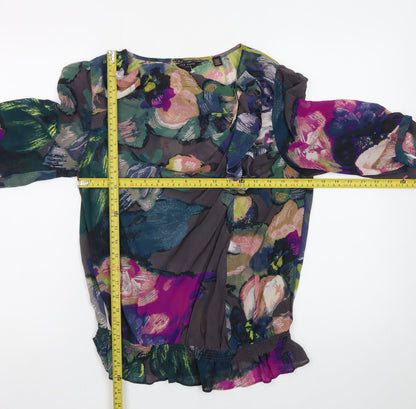 Ted Baker Women’s Multicoloured Silk Floral Wrap Blouse M