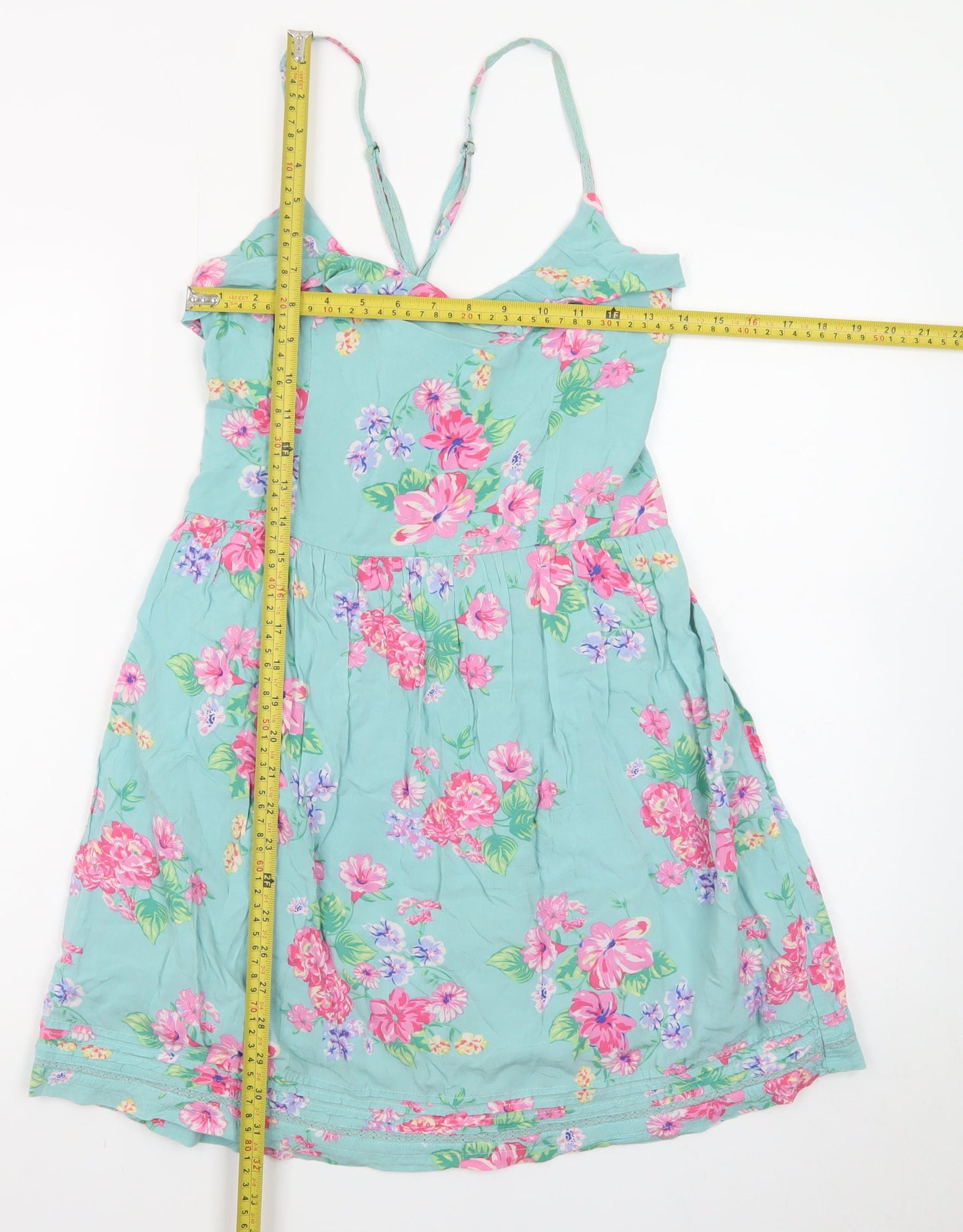 Pepe Jeans Womens Green Floral Slip Dress Size M Summer Boho