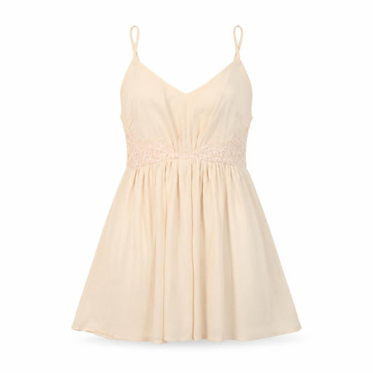 Missguided Women Beige Lace Slip Dress Size 8 Short V-Neck Chiffon
