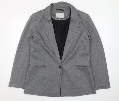 Oasis Women Grey Houndstooth Blazer Size 14 Classic Work Jacket