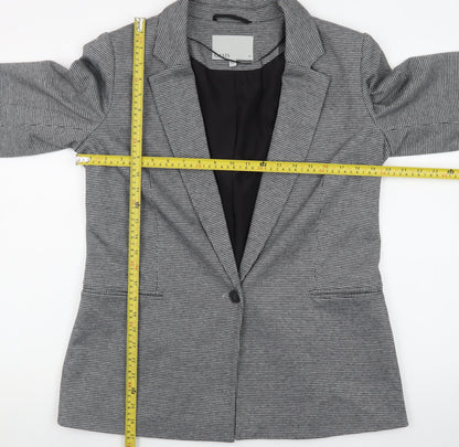 Oasis Women Grey Houndstooth Blazer Size 14 Classic Work Jacket