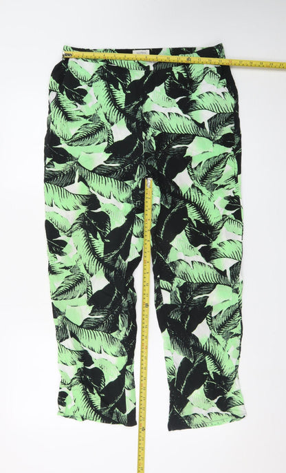 Nümph Women's Green Tropical Cropped Viscose Trousers Size 14