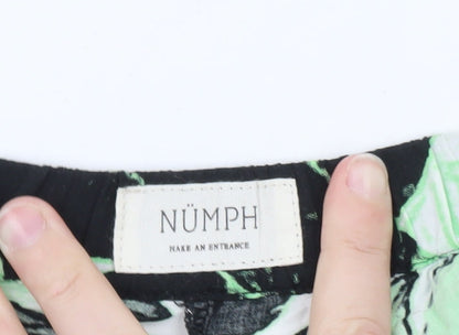 Nümph Women's Green Tropical Cropped Viscose Trousers Size 14