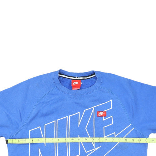 Nike Mens Blue Crew Neck Pullover Sweatshirt Size S Graphic Logo