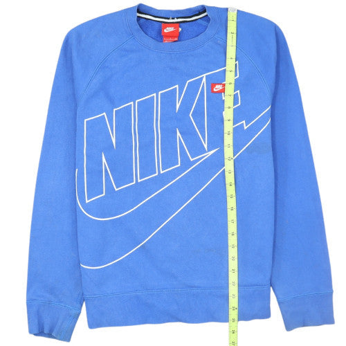 Nike Mens Blue Crew Neck Pullover Sweatshirt Size S Graphic Logo