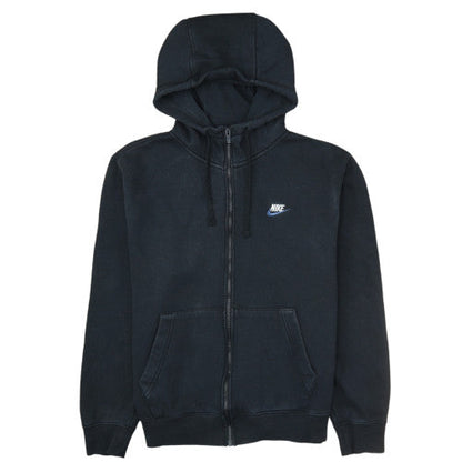 Nike Men Black Full Zip Hoodie Fleece Logo M Excellent Condition
