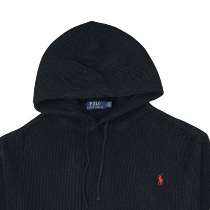 Polo Ralph Lauren Men's Black Knit Cotton Pullover Hoodie Size L