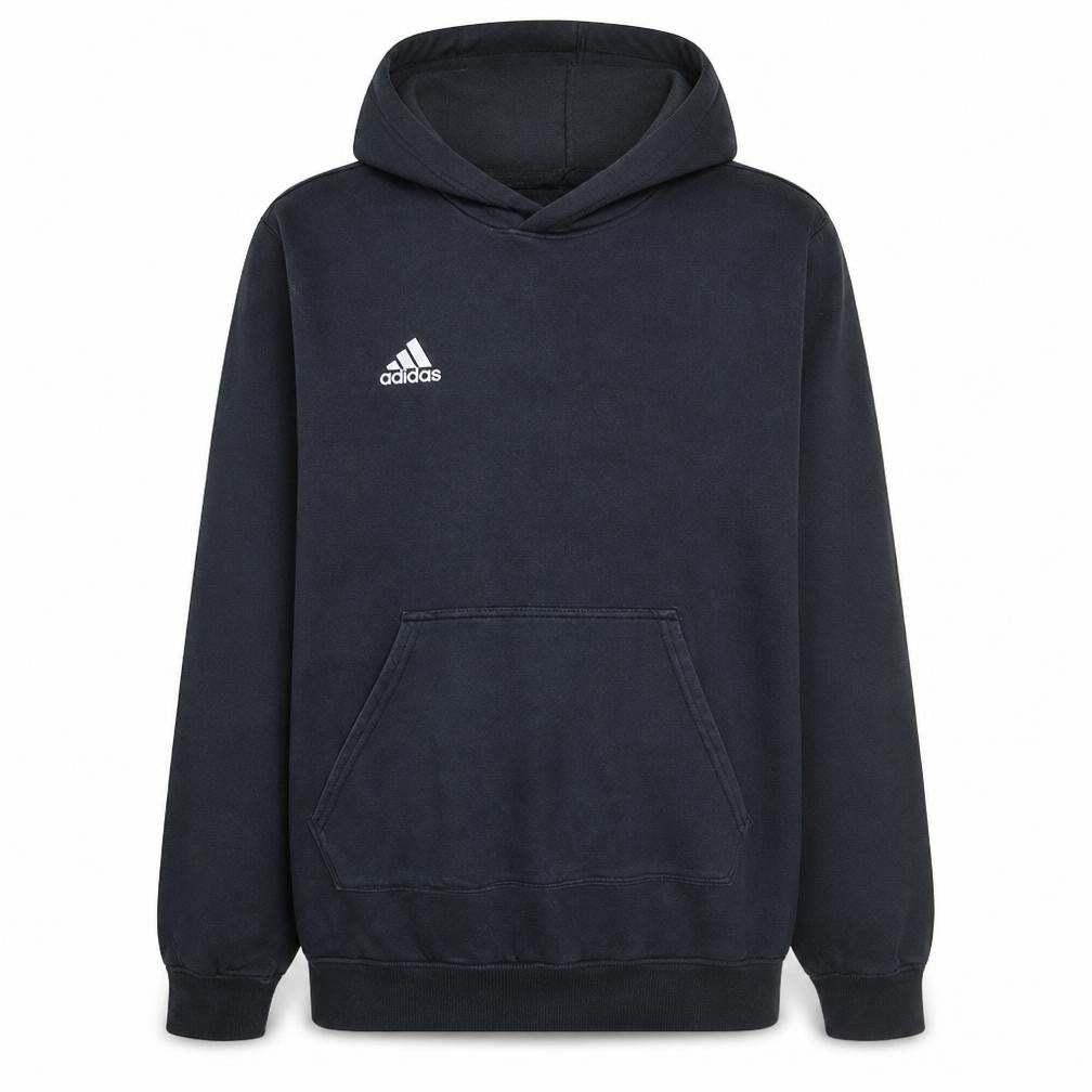 Front view of Adidas Men's Black XL Pullover Hoodie Fleece Sportswear
