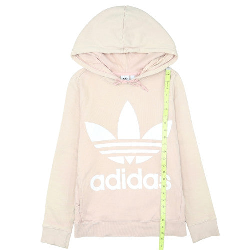 Adidas Women Beige Trefoil Hoodie Size 6 Cotton Pullover Sweatshirt