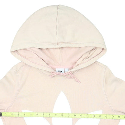 Adidas Women Beige Trefoil Hoodie Size 6 Cotton Pullover Sweatshirt