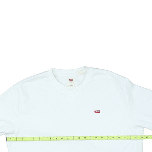 Levi's Women White Crew Neck Pullover Sweatshirt L Cotton Blend