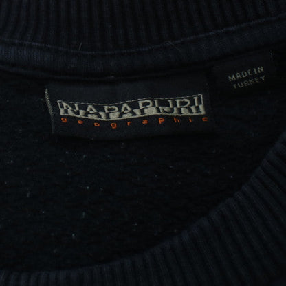 Napapijri Men's Black Logo Crew Neck Pullover Sweatshirt L