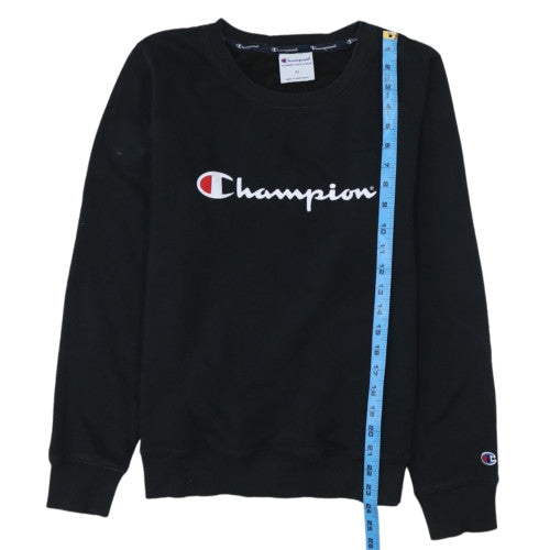 Champion Women's Black Medium Pullover Sweatshirt Logo Crew Neck