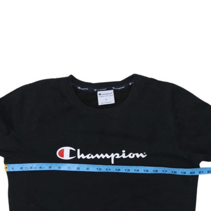 Champion Women's Black Medium Pullover Sweatshirt Logo Crew Neck