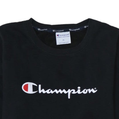 Champion Women's Black Medium Pullover Sweatshirt Logo Crew Neck