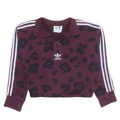 Adidas Women’s Burgundy Leopard 1/4 Zip Sweatshirt Size S