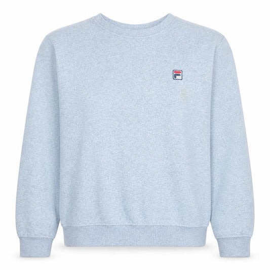 Front view of Fila women’s grey xl crew neck pullover sweatshirt classic logo