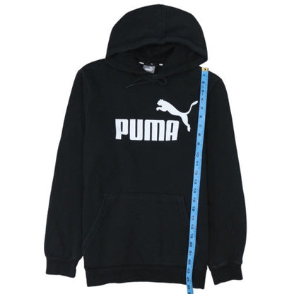 Puma Men's Black Small Pullover Hoodie with Logo Print