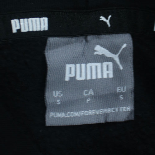 Puma Men's Black Small Pullover Hoodie with Logo Print