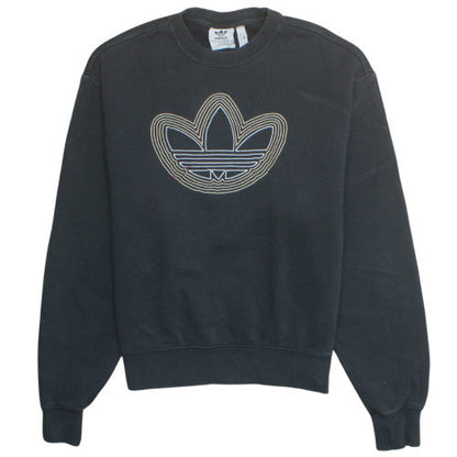 Adidas Womens Black Crew Neck Pullover Sweatshirt Size S Logo Detail