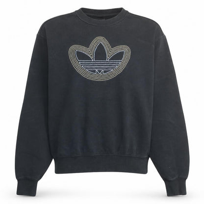 Adidas Womens Black Crew Neck Pullover Sweatshirt Size S Logo Detail