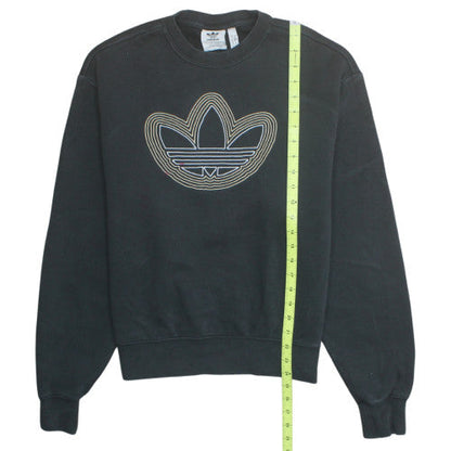 Adidas Womens Black Crew Neck Pullover Sweatshirt Size S Logo Detail