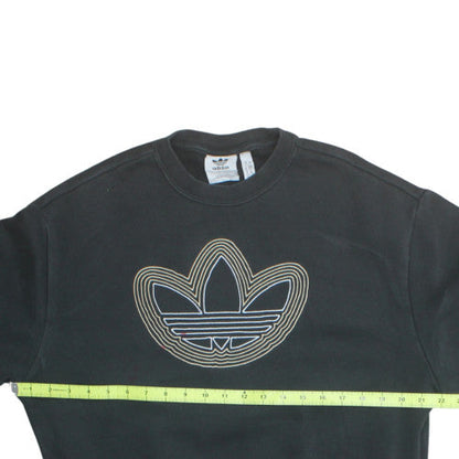 Adidas Womens Black Crew Neck Pullover Sweatshirt Size S Logo Detail