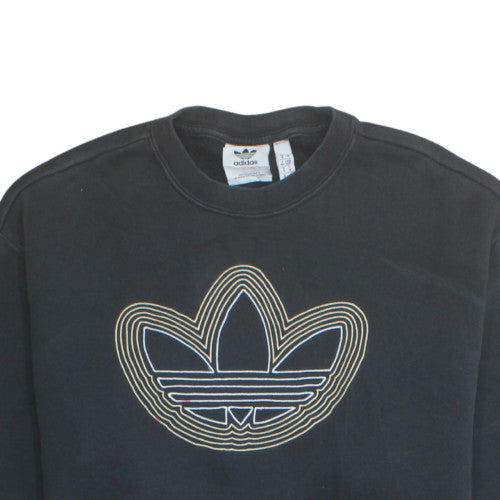 Adidas Womens Black Crew Neck Pullover Sweatshirt Size S Logo Detail
