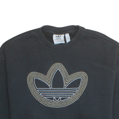 Adidas Womens Black Crew Neck Pullover Sweatshirt Size S Logo Detail