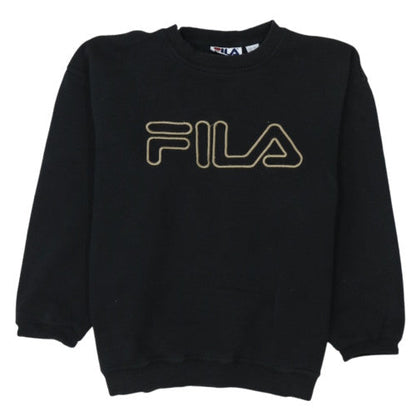 Fila Teens Black Crew Neck Logo Sweatshirt Size M Pullover