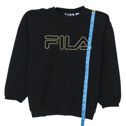 Fila Teens Black Crew Neck Logo Sweatshirt Size M Pullover