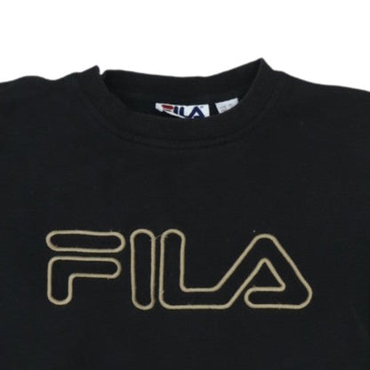 Fila Teens Black Crew Neck Logo Sweatshirt Size M Pullover