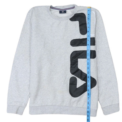 FILA Men's Grey Crew Neck Pullover Sweatshirt S Regular Fit Logo
