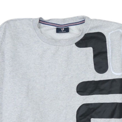 FILA Men's Grey Crew Neck Pullover Sweatshirt S Regular Fit Logo