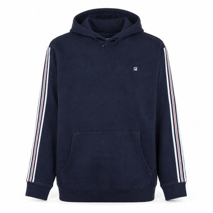 Fila Men’s Blue XL Pullover Hoodie with Logo and Striped Sleeves
