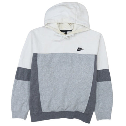 Nike Womens Grey & White Pullover Hoodie L Cotton Blend Casual