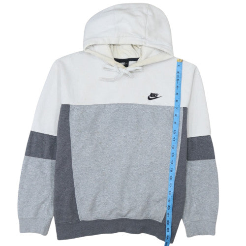 Nike Womens Grey & White Pullover Hoodie L Cotton Blend Casual
