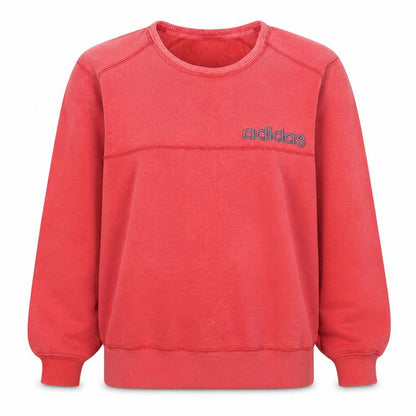 Adidas Womens Red Crew Neck Pullover Sweatshirt Size 14 Classic Fit
