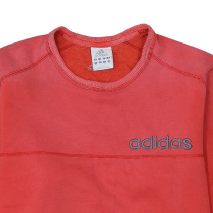 Adidas Womens Red Crew Neck Pullover Sweatshirt Size 14 Classic Fit