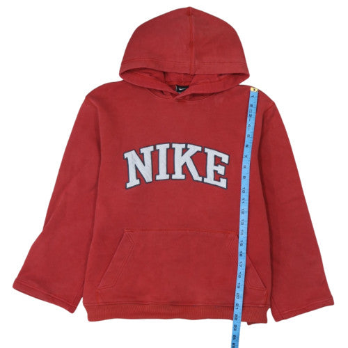 Nike Womens Red Pullover Hoodie L Cotton Blend Casual Sweatshirt