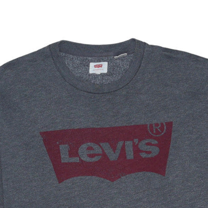 Levi's Men's Grey Logo Crew Neck Pullover Sweatshirt Size L
