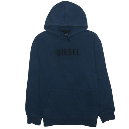 Diesel Men's Blue Pullover Hoodie L Regular Fleece Logo Sweatshirt
