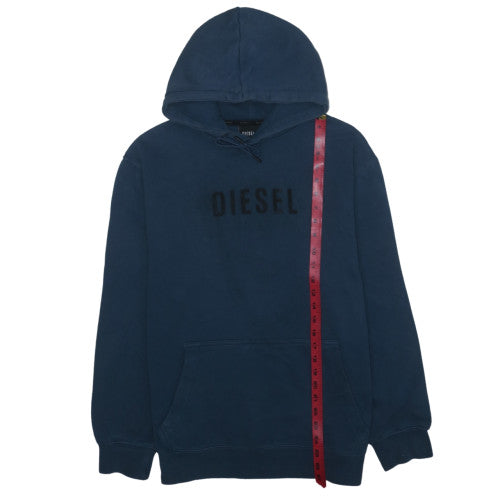Diesel Men's Blue Pullover Hoodie L Regular Fleece Logo Sweatshirt