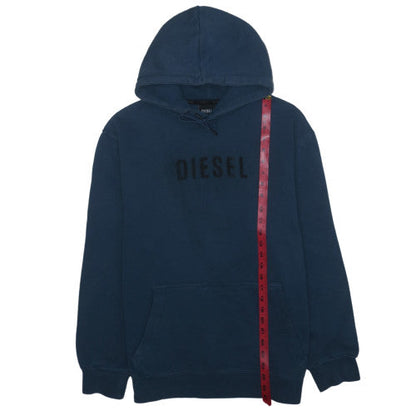 Diesel Men's Blue Pullover Hoodie L Regular Fleece Logo Sweatshirt