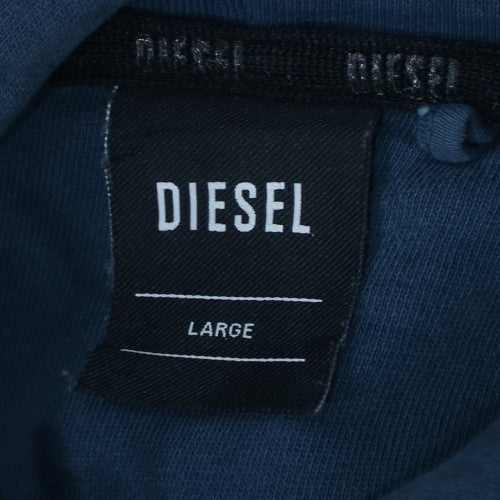 Diesel Men's Blue Pullover Hoodie L Regular Fleece Logo Sweatshirt