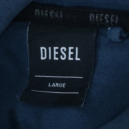Diesel Men's Blue Pullover Hoodie L Regular Fleece Logo Sweatshirt